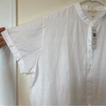 Eileen Fisher NEW Handkerchief Linen Mandarin Collar Button Down Shirt White 2XL Photo 7