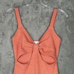 Miou Muse Dress Womens Large Orange Ribbed Cutout Mini Bodycon Sexy Clubwear Photo 3
