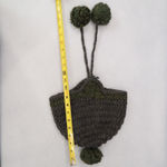 Gray Crochet Cable Knit Pom Pom Bucket Y2K Vintage Beanie Cap Hat Photo 6