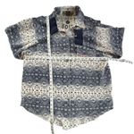 Vintage B.U.M. snowflake pattern grunge oversized button down fleece sweater M Blue Size M Photo 2