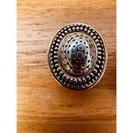 Vintage Silver & Gold‎ Tone Oval Textured Shield Chunky Clip Photo 7