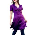 BCBGMAXAZRIA Vintage Dark Romantic Vamp Whimsigoth Puff Sleeve Purple Silk Dress Photo 1