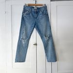 AGOLDE | Revolve Lana Straight-Leg Distressed Denim Jeans in Blue Photo 4