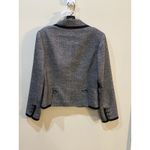 Trina Turk ‎ Wool Silk Tweed Jacket Blazer Gray Black Three Buttons Fitted Photo 2