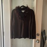 Dressbarn Women’s Skirt Suit Feather Collar 14/16 Jacket 18/ 20 Skirt Metallic Brown Photo 2