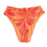 Aerie  Bikini Bottom High Cut Cheeky Palm Leaf Print Orange XL Photo 0
