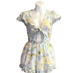 American Eagle  Blue, Yellow and White Flower Romper Photo 0