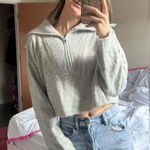Topshop  Cropped Quarter-Zip Sweater Photo 0