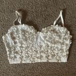 white and gold floral sparkle cropped tank top size small Photo 5