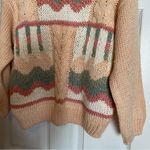 Vtg Pastel Cottagecore Sweater Hand Knit Sz Large Orange Photo 3