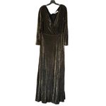 Mac Duggal  Size 16 NEW Black Gold Long Sleeve Faux Wrap A Line Gown 49088 NWT Photo 4