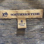 Southern Tide Linen Long Sleeve Blue White Engineer Stripe Popover Shirt SMALL Photo 1