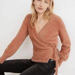 Madewell  Balloon Sleeve Wrap Sweater in Burnished Blush Small Dainty Retro 90s Photo 7