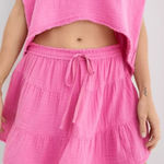 Aerie  POOL TO PARTY SKIRT SIZE MEDIUM PINK GAUZE COTTON BEACH SUMMEE Photo 0
