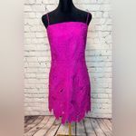 H&M  EMBROIDERED CUT OUT MINI DRESS PURPLE PINK MAGENTA 100% cotton sundress L Photo 3