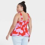 Ava & Viv NWOT  Red Abstract Smocked Peplum Top Size 3X Photo 1