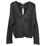 Wildfox Gray Black Knit Keyhole Cut Out Back Long Sleeve Sweater Small Photo 2