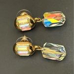 Swavorski Vintage SWAROVSKI Swan Signed Gold-tone Aurora Borealis AB Crystal Drop Earrings Photo 1