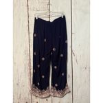 Sundance  Niovi Wide Leg Pant Embroidery Boho Drawstring Viscose Blue Size Small Photo 5