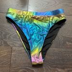Blushing Brunette Women’s Medium Holographic Rainbow High Waist Swim Bottom Photo 0