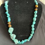 Howlite & tiger’s eye EUC necklace. Genuine gemstone in variety of shapes Blue Photo 2
