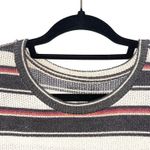 American Eagle Olive Green & Cream Striped Knit Henley Top Photo 1