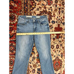 Pilcro  High Rise Flare Jeans Size 28 Light Wash Raw Hem Stretch Denim Photo 2