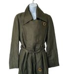 Uterque Linen Blend trench coat Asymmetrical Olive Green M Size M Photo 6