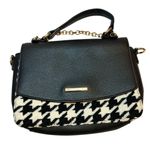 Anne Klein  Top Handle Satchel W/Swag Chain, Black-White Houndstooth w/Black Photo 0
