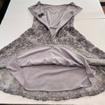 Alex Evenings  Gray‎ Lace Sequins Rosette Mesh Illusion Flare Party Dress Size 8 Photo 5