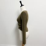 Urban Outfitters Out From Under Olive Green Lila Ribbed Faux Wrap Brushed V Neck Lounge Top NWT Photo 4