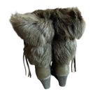 BEARPAW Basha Goat Cow Hair Boots Sheepskin Wedge Brown Snow Winter Size 8 Women Photo 5