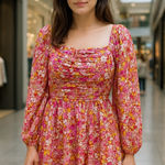 Crystal Doll  Floral Mini Dress in Pink and Yellow M Photo 0