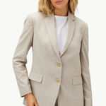 Amour Vert NWT  Women’s Slim Tobie Blazer  | Sz Medium | Natural (Tan) Striped Photo 0