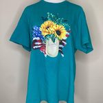 Delta Pro Weight Vintage Teal USA Sunflower Home Graphic T Shirt Sz Large Photo 0