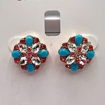 Charter Club  Gold-Tone Crystal China Blue Button Earrings NWT Photo 1