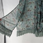 Mason & Belle  Chiffon Floral Lace Kimono‎ Cardigan Open Front Boho Feminine M Photo 5