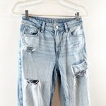 American Eagle High Rise Distressed Mom Straight Leg Jeans Light Wash Blue 2 Photo 6