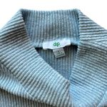 Light Blue Ribbed Knit Lettuce Trim Mock Neck Sweater Top Women’s Large Jumper Photo 2