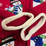 Red medium Holiday Christmas Collection 2004 Snowman embroidery Zip up Sweater Photo 13