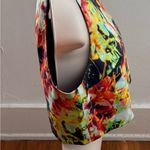 Black Halo Anthropologie Colorful Abstract Crop Top, size 2 zipper back lined Photo 2