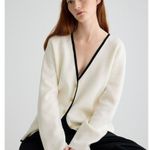 J.Crew NWT Giselle V-neck Sweater-Blazer Ivory Black Contrast Trim Cardigan 3X Photo 4