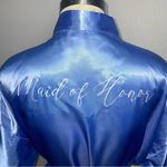 Blue Satin Maid of Honor Robe Size‎ S/M — Bridal Party Getting Ready Gift Photo 5