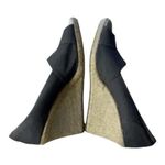 Toms Shoes Women Size 6.5 Grey Canvas Peep Toe Slip On Espadrille Wedges Pumps Photo 4