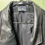 Vintage Hunters Run Wool Peacoat Women 12 Midi Black Leather Trim Winter Coat Photo 4