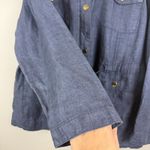 Chico's Jacket Women 3 US XL Petite Blue 100% Linen Utility Military Tie-Waist Photo 3