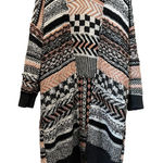 Free People Knit Long Cardigan Chunky Sweater Peach Cream Multi Sz XS-M Boho Photo 0