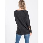 Hailey & Co. Antiqued Black Floral Long Sleeve Cotton Modal Pullover Top Size XS Photo 1