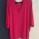Hilary Radley  for Katherine Barclay size large deep v neck sweater cute hot pink Photo 3
