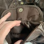 Brown Faux Leather Bag Top Handle Brass Hardware Y2K Style Photo 3